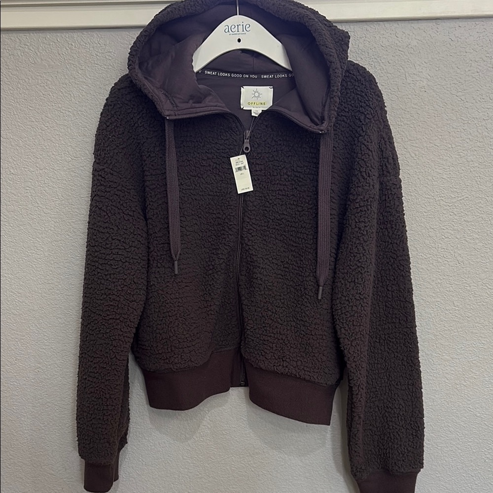 Brown Sherpa Zip-Up Hoodie